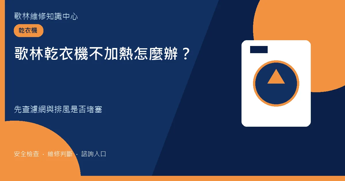歌林乾衣機不加熱檢查圖卡,提示濾網與排風是否堵塞